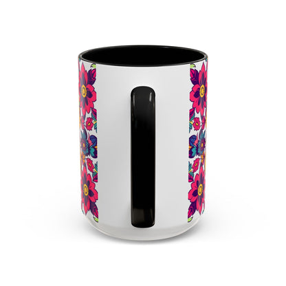 Accent Coffee Mug, Scorpio, Zodiac v2. Flower Pattern, (11, 15oz)