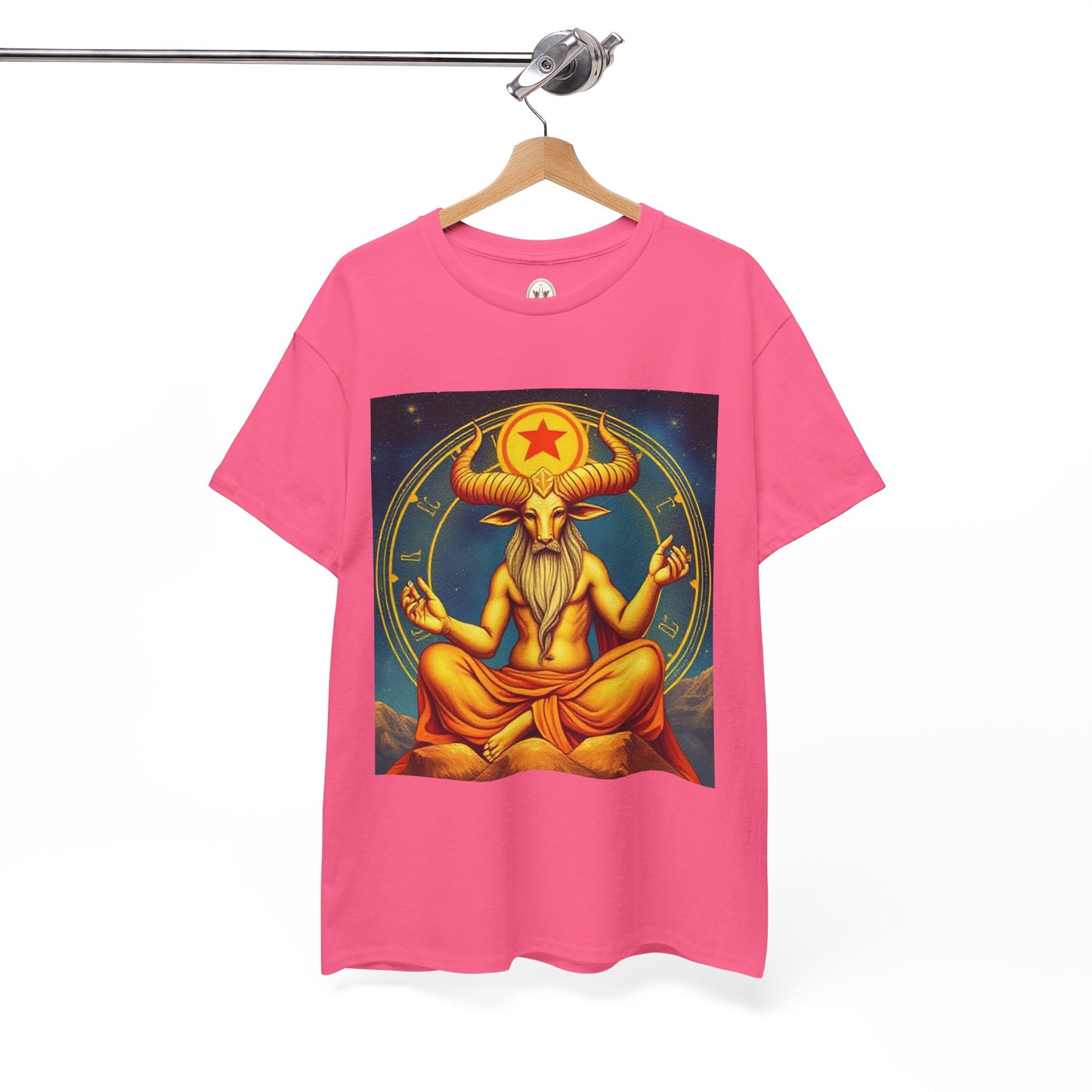 Unisex Heavy Cotton T-Shirt, Meditating Bull, Taurus Zodiac Design