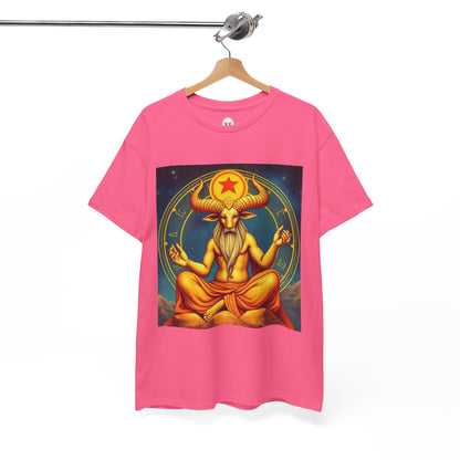 Unisex Heavy Cotton T-Shirt, Meditating Bull, Taurus Zodiac Design