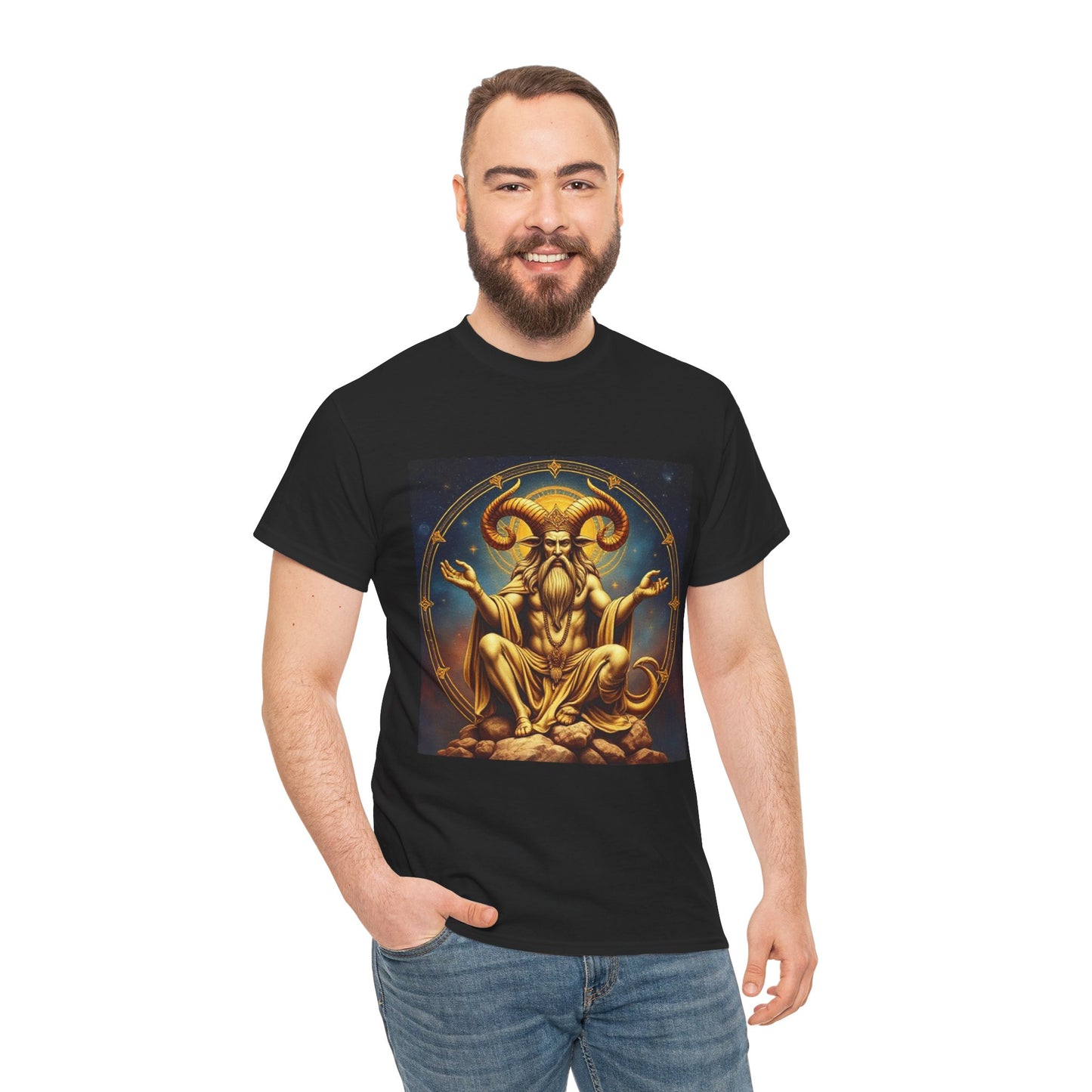 Unisex Heavy Cotton T-Shirt, On The Throne, Taurus Zodiac Design