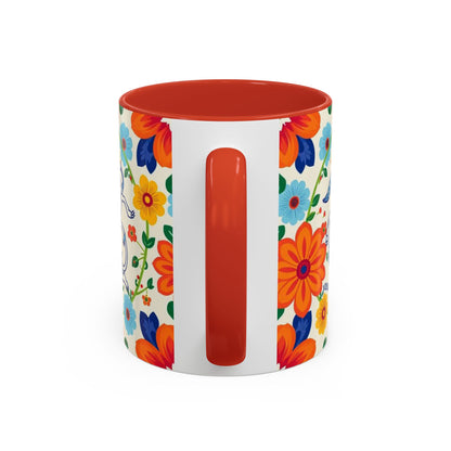 Accent Coffee Mug, Virgo, Zodiac v2. Flower Pattern, (11, 15oz)