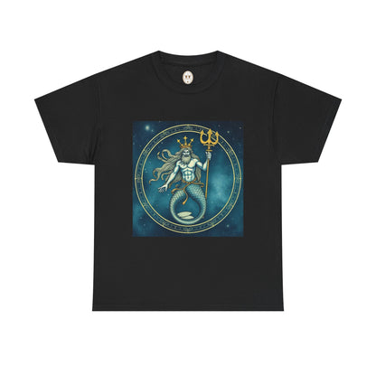 Unisex Heavy Cotton T-Shirt, Aquarius God 5v, Zodiac Design