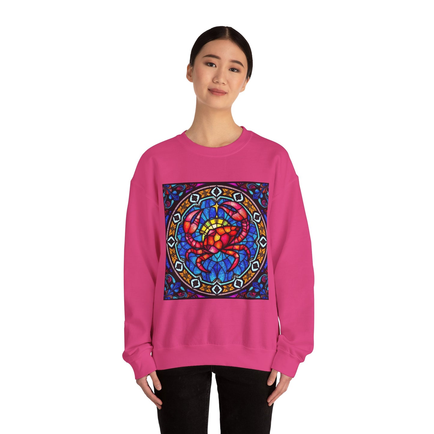 Unisex Heavy Blend™ Crewneck Sweatshirt, Glass 1, Cancer Zodiac Design