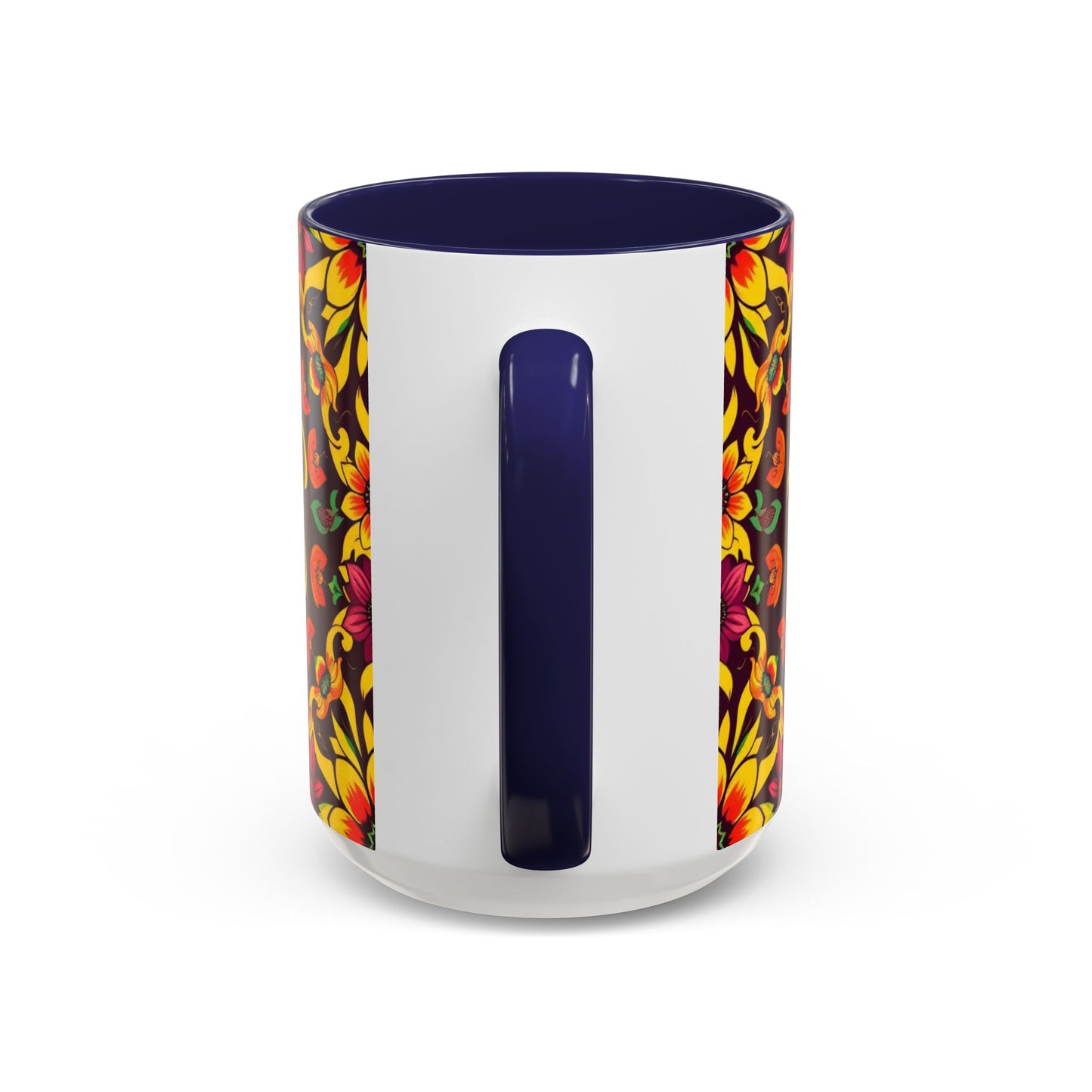 Accent Coffee Mug, Virgo, Zodiac v1. Flower Pattern, (11, 15oz)