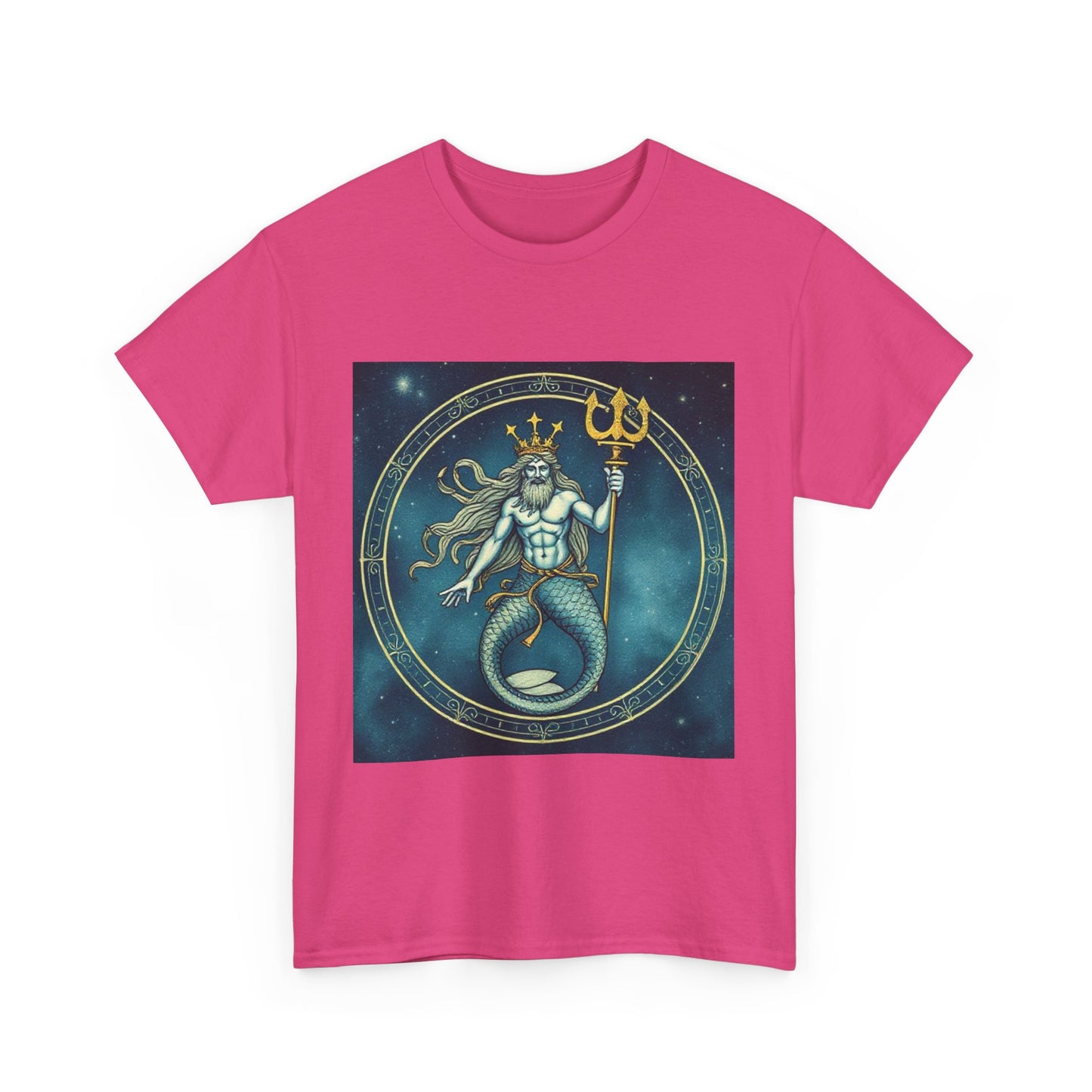 Unisex Heavy Cotton T-Shirt, Aquarius God 5v, Zodiac Design