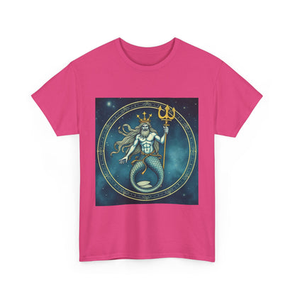 Unisex Heavy Cotton T-Shirt, Aquarius God 5v, Zodiac Design