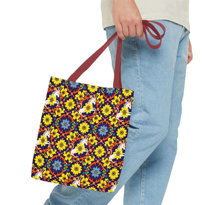 Tote Bag (AOP), Aquarius, Zodiac v1, Flower Pattern