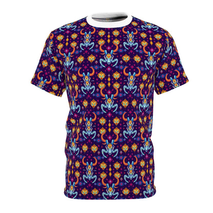 Unisex Cut & Sew T-Shirt, (AOP), Taurus, Zodiac v4, Jewels Pattern