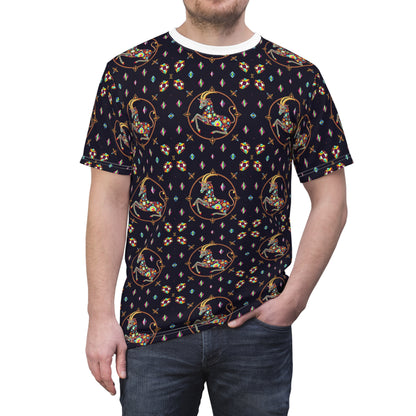 Unisex Cut & Sew T-Shirt, (AOP), Capricorn, Zodiac, Jewels Pattern