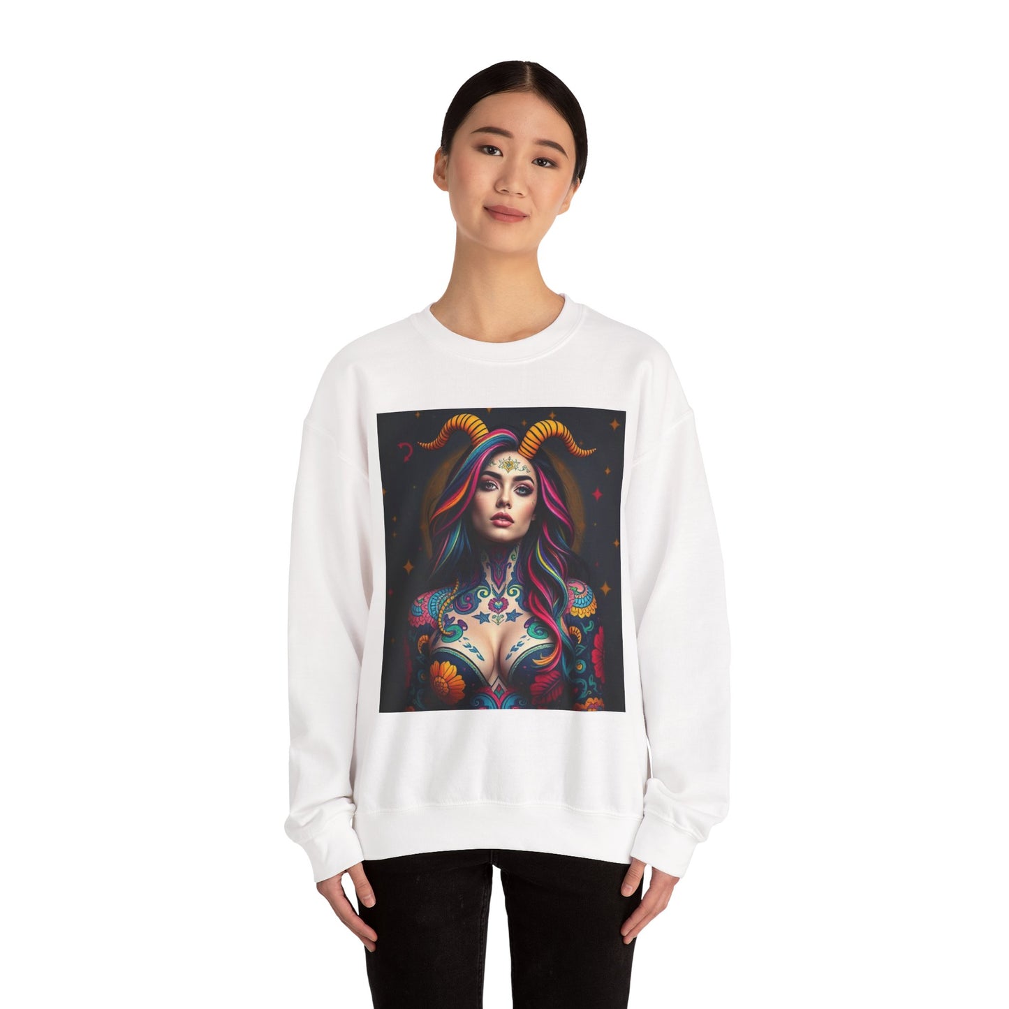 Unisex Heavy Blend™ Crewneck Sweatshirt, Capricorn, Zodiac v3, Sexy Pattern