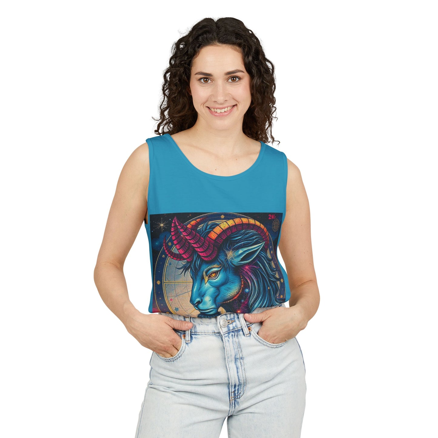 Unisex Garment-Dyed, Tank Top, Capricorn, Pop Art, 100% US cotton