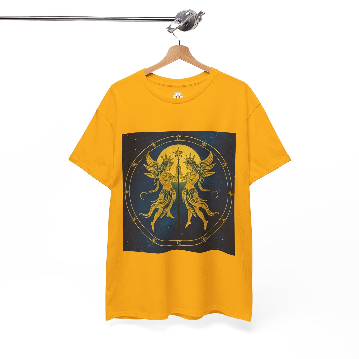 Unisex Heavy Cotton T-Shirt, Space Twins v3, Gemini Zodiac Design