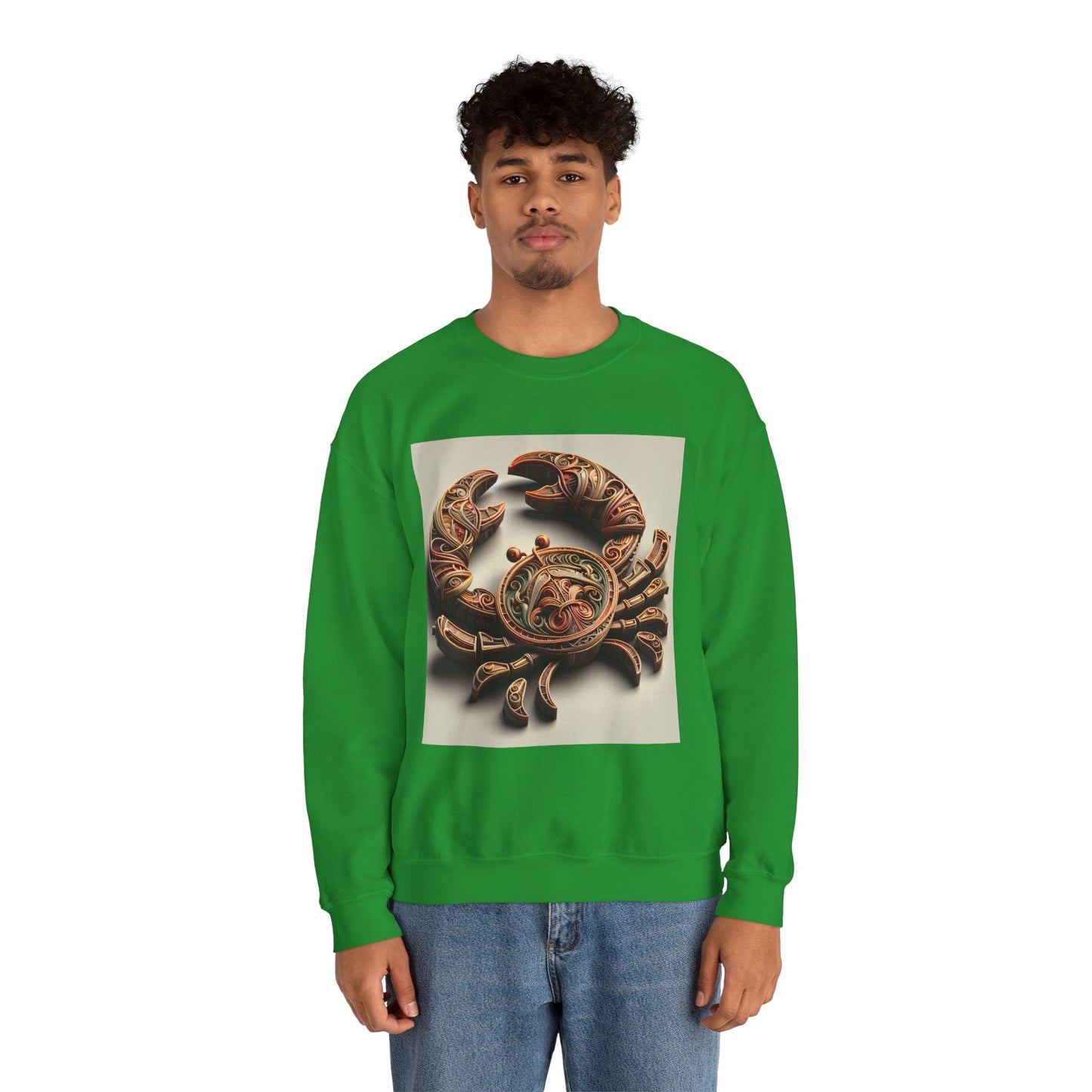 Unisex Heavy Blend™ Crewneck Sweatshirt, Crab Artifact, Cancer Zodiac Design