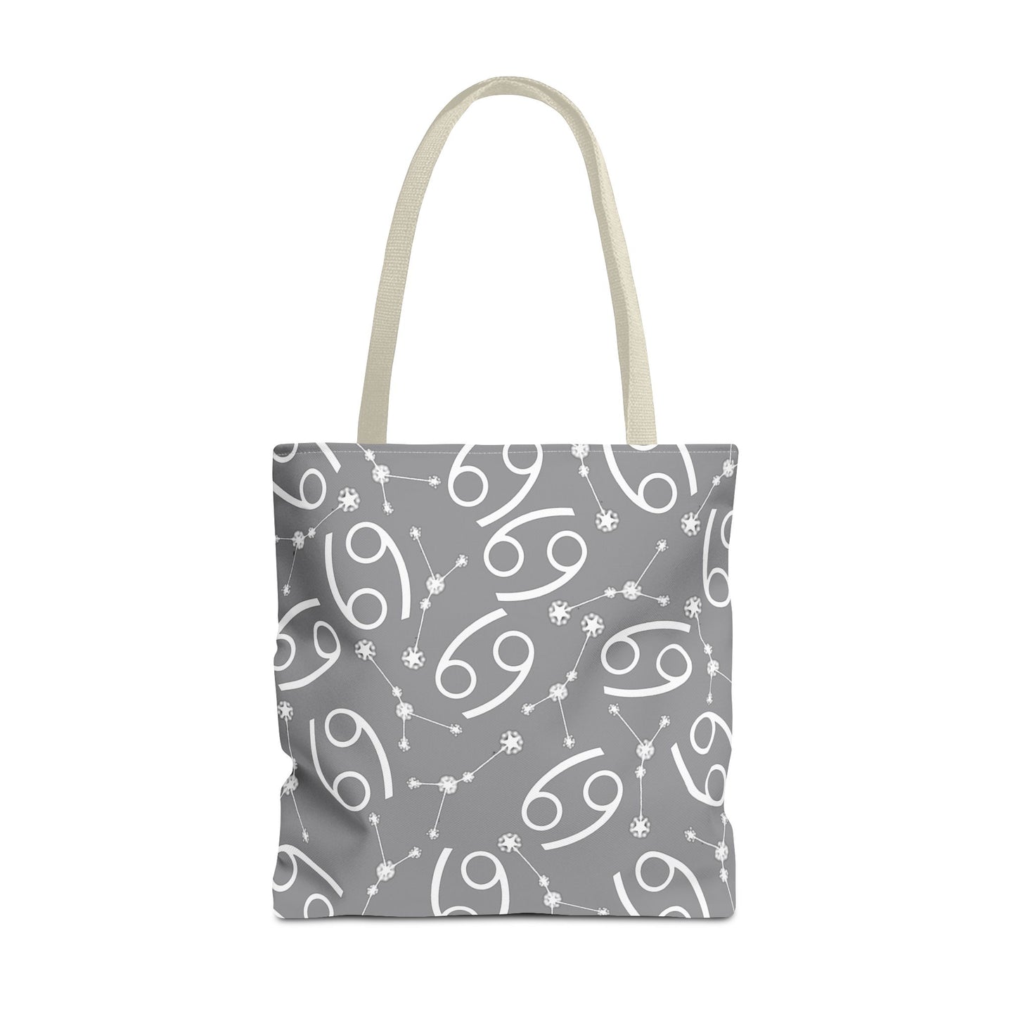Tote Bag, Cancer Zodiac Sign, AOP, (Grey, White)
