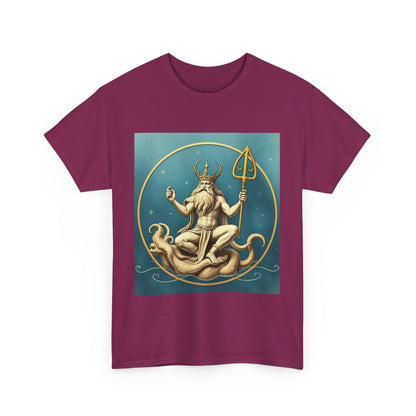 Unisex Heavy Cotton T-Shirt, Aquarius God 3v, Zodiac Design