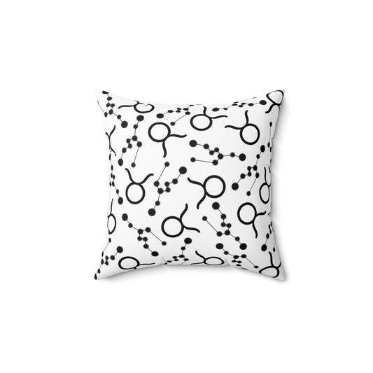 Zodiac Spun Polyester Square Pillow Taurus Zodiac Sign White Pillow
