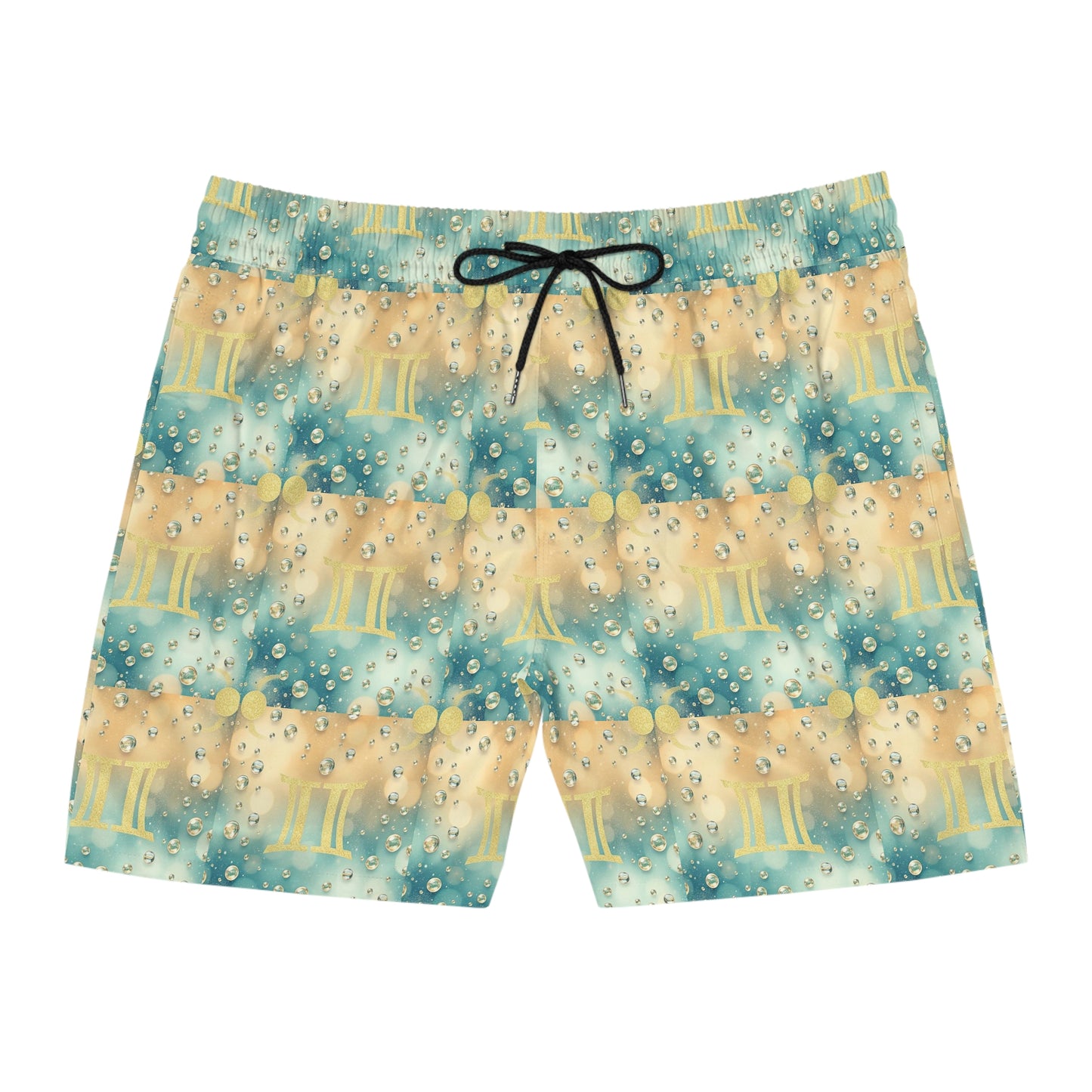 Men's Mid-Length Swim Shorts, (AOP), Gemini, Zodiac v4, Bubble Pattern