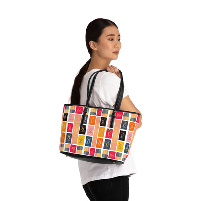 Leather Shoulder Bag, Virgo, Zodiac v3, Shapes Pattern