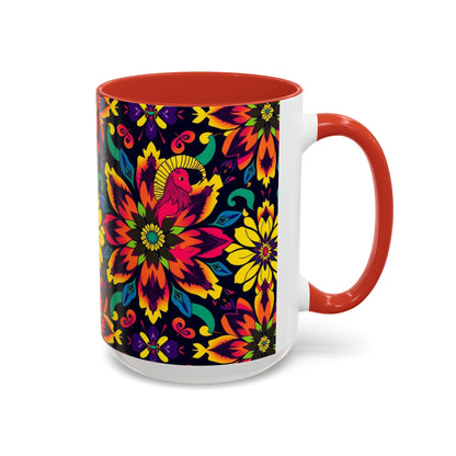 Accent Coffee Mug, Capricorn, Zodiac v4, Flower Pattern, (11, 15oz)