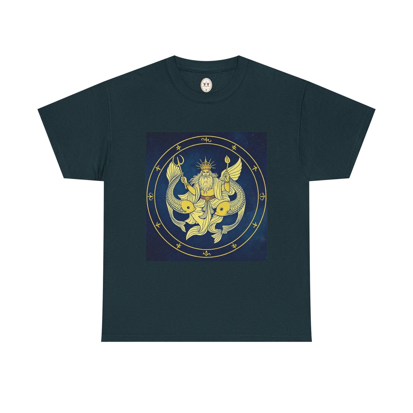 Unisex Heavy Cotton T-Shirt, King of Pisces, Zodiac Design