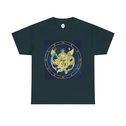 Unisex Heavy Cotton T-Shirt, King of Pisces, Zodiac Design