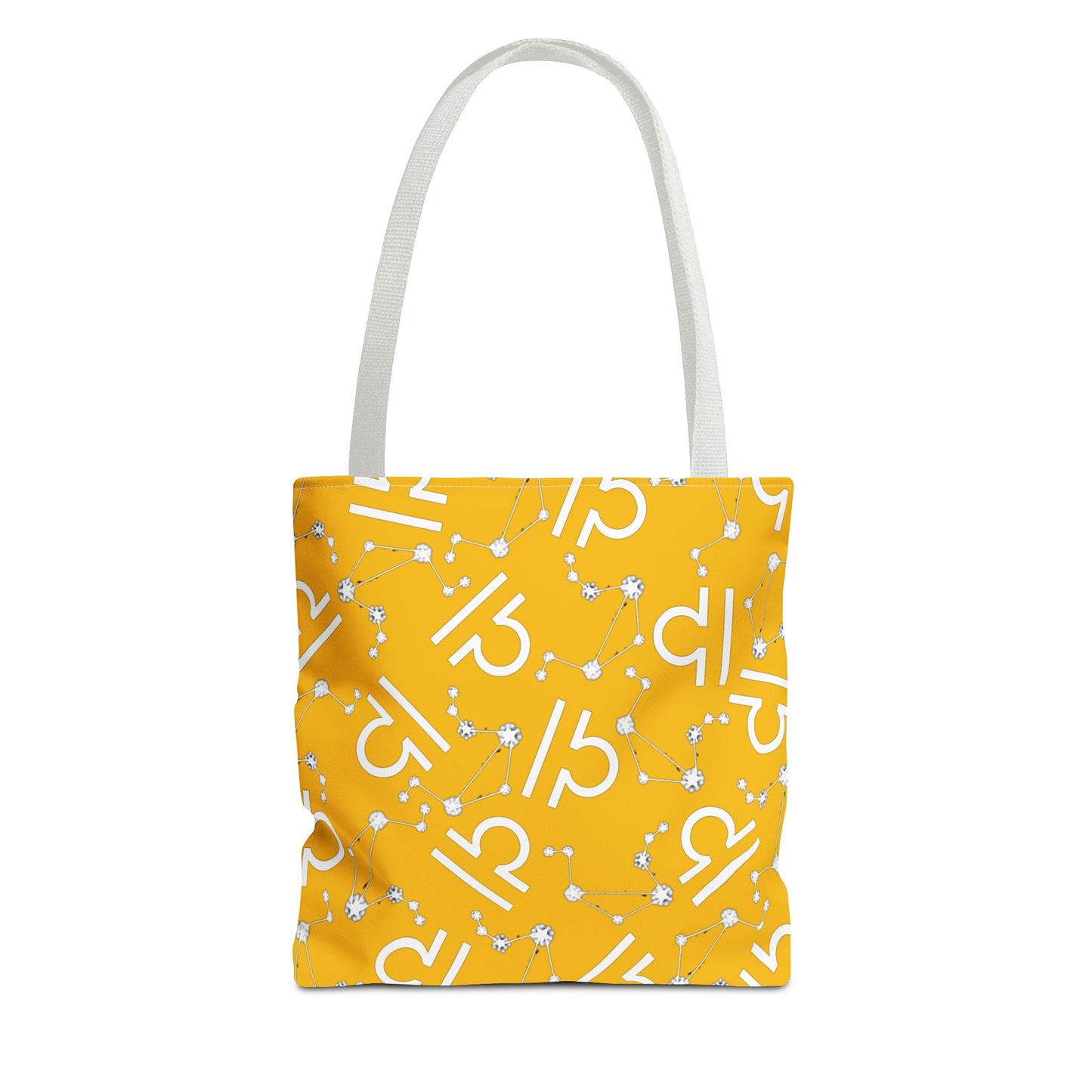Tote Bag, Libra Zodiac Sign, AOP, (Yellow, White)