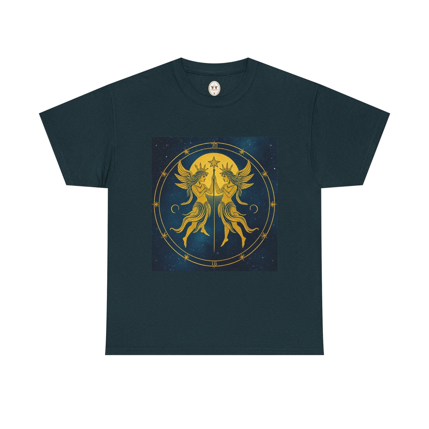 Unisex Heavy Cotton T-Shirt, Space Twins v3, Gemini Zodiac Design