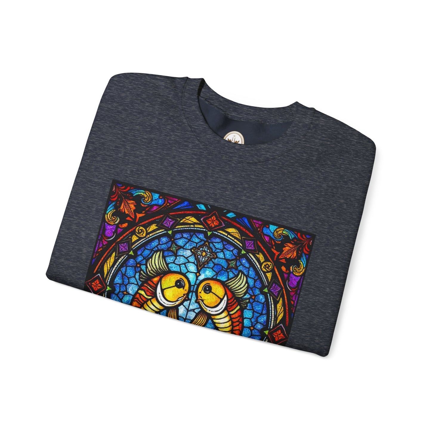 Unisex Heavy Blend™ Crewneck Sweatshirt, Glass 1, Pisces Zodiac Design