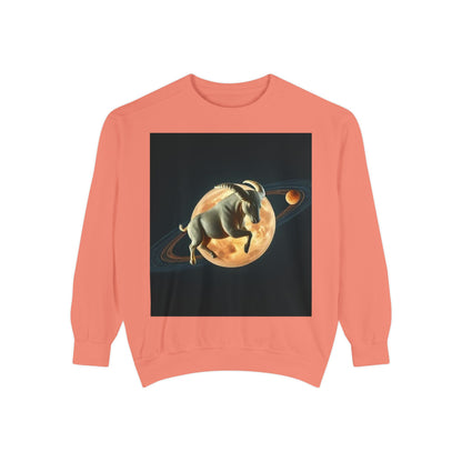 Garment-Dyed Sweatshirt, Unisex, Space Animal Design v1, Taurus