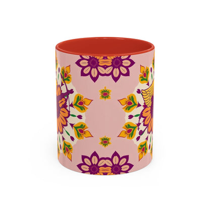 Accent Coffee Mug, Sagittarius, Zodiac v4. Flower Pattern, (11, 15oz)