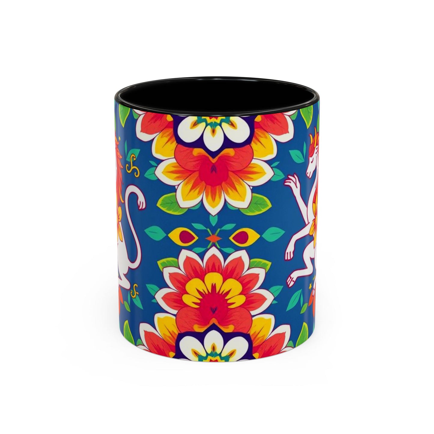 Accent Coffee Mug, Virgo, Zodiac v3. Flower Pattern, (11, 15oz)
