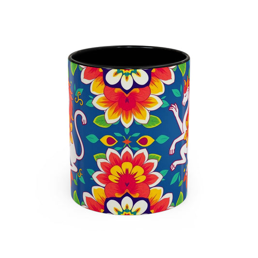 Accent Coffee Mug, Virgo, Zodiac v3. Flower Pattern, (11, 15oz)