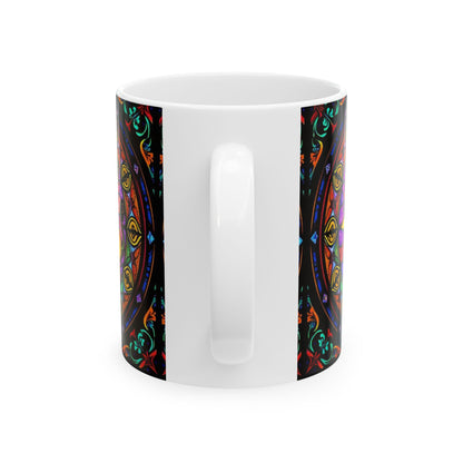 Ceramic Mug, (11oz, 15oz), Ceramic Coffee Mug, AOP, Glass Design, Taurus Zodiac