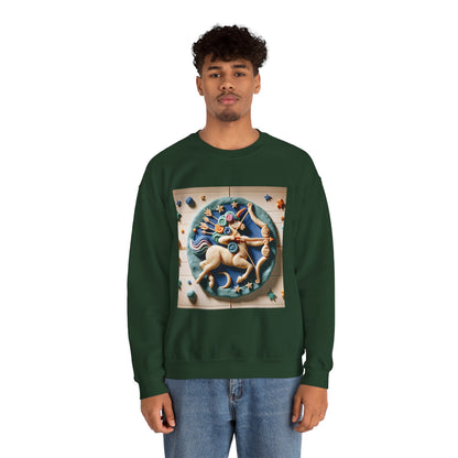 Unisex Heavy Blend™ Crewneck Sweatshirt, Colorful Horse, Sagittarius Zodiac Design