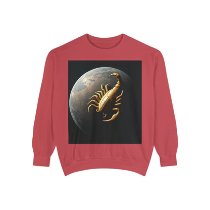 Garment-Dyed Sweatshirt, Unisex, Space Animal Design v1, Scorpio