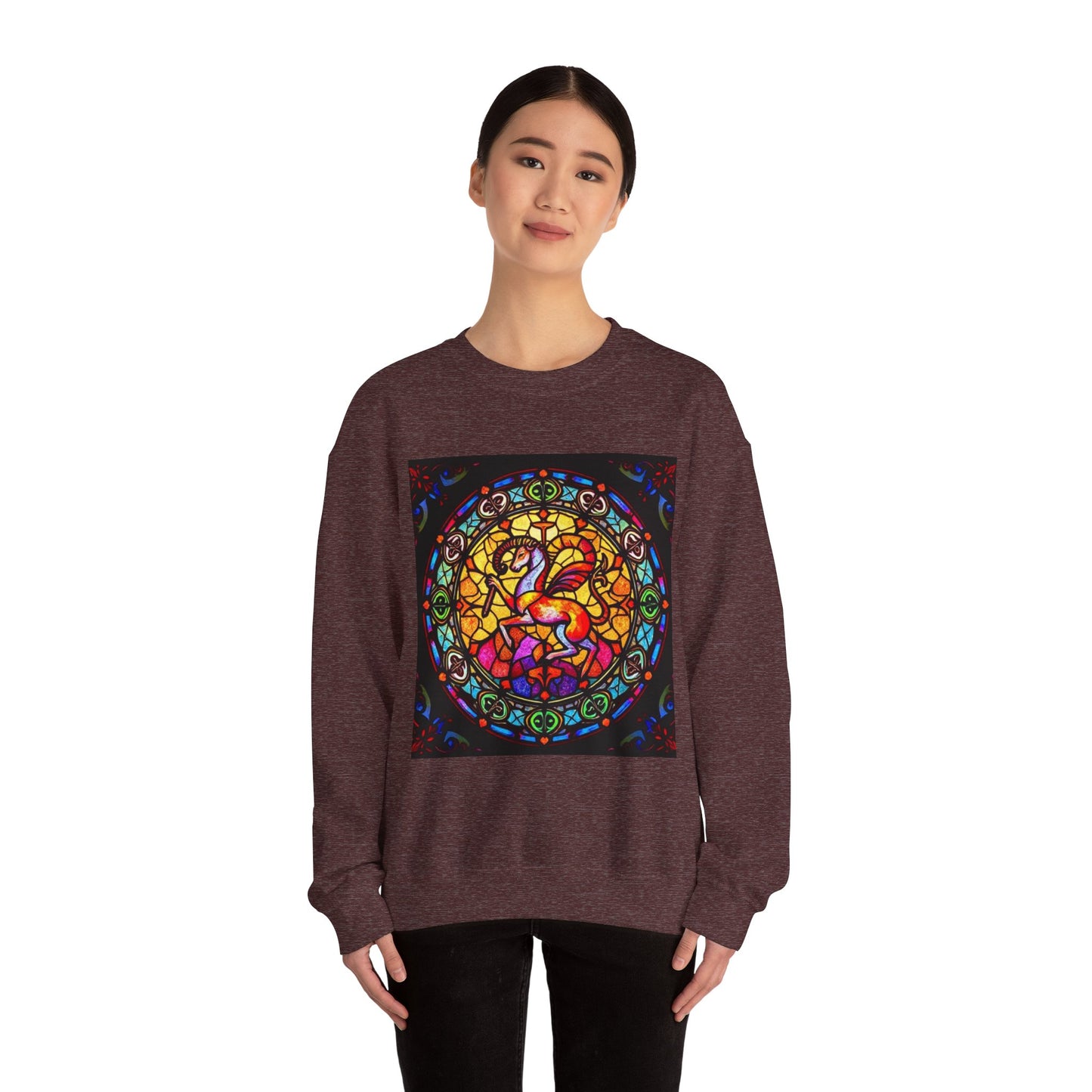 Unisex Heavy Blend™ Crewneck Sweatshirt, Glass 1, Aries Zodiac Design