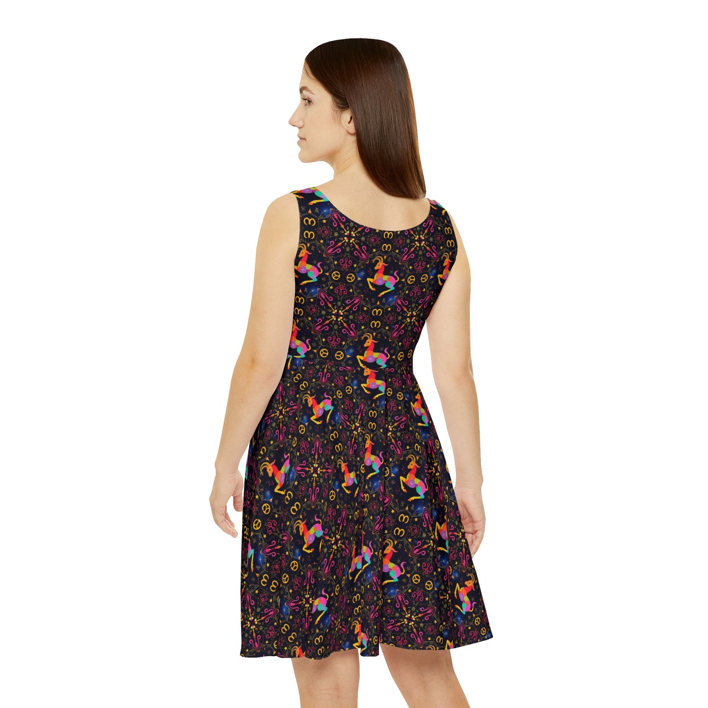 Women's Skater Dress, AOP, Zodiac, Capricorn, Pattern