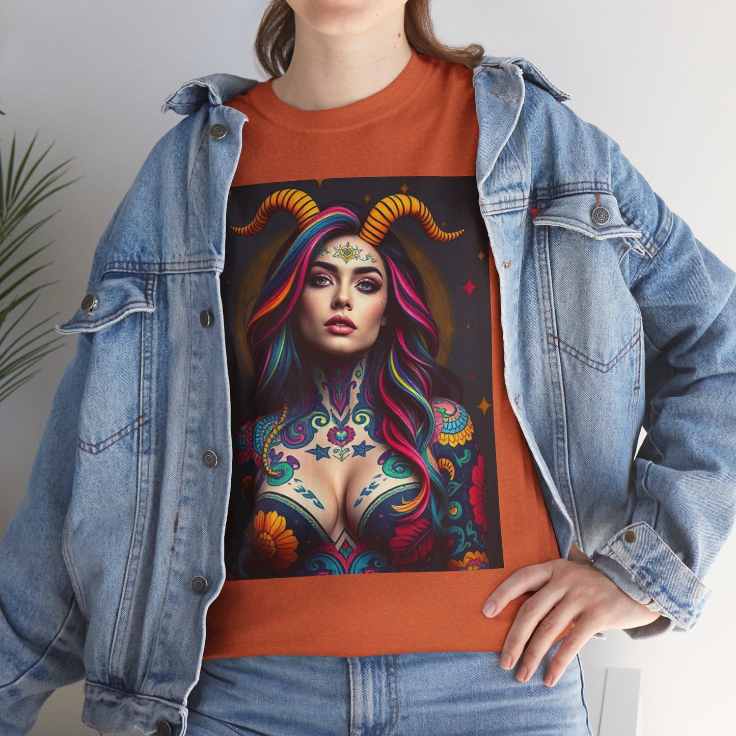 Unisex Heavy Cotton T-Shirt, Capricorn, Zodiac, Sexy Art