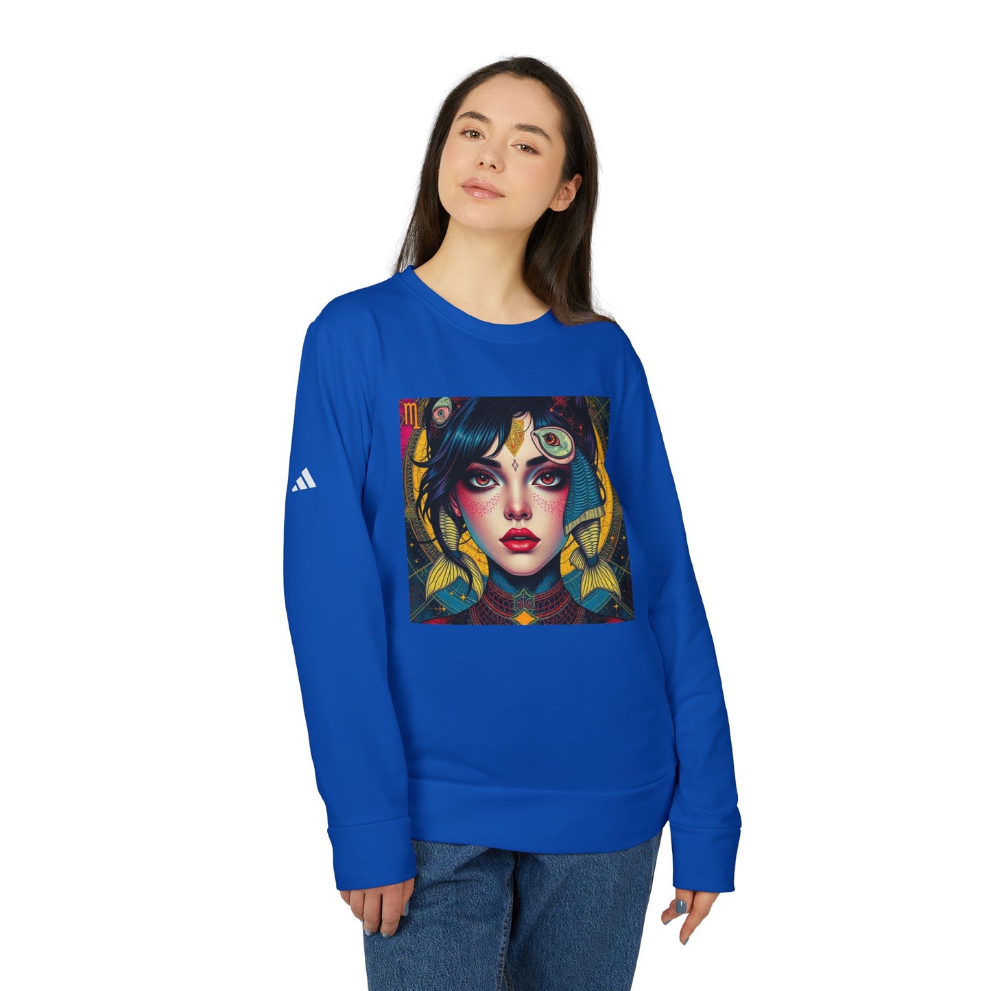 Adidas, Unisex Fleece Crewneck Sweatshirt, Pisces, Pop Art v1, Zodiac
