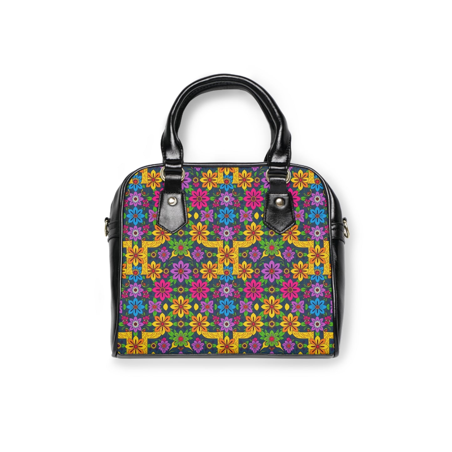Shoulder Handbag, Gemini, Zodiac v1, Flower Pattern