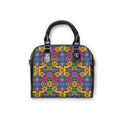 Shoulder Handbag, Gemini, Zodiac v1, Flower Pattern