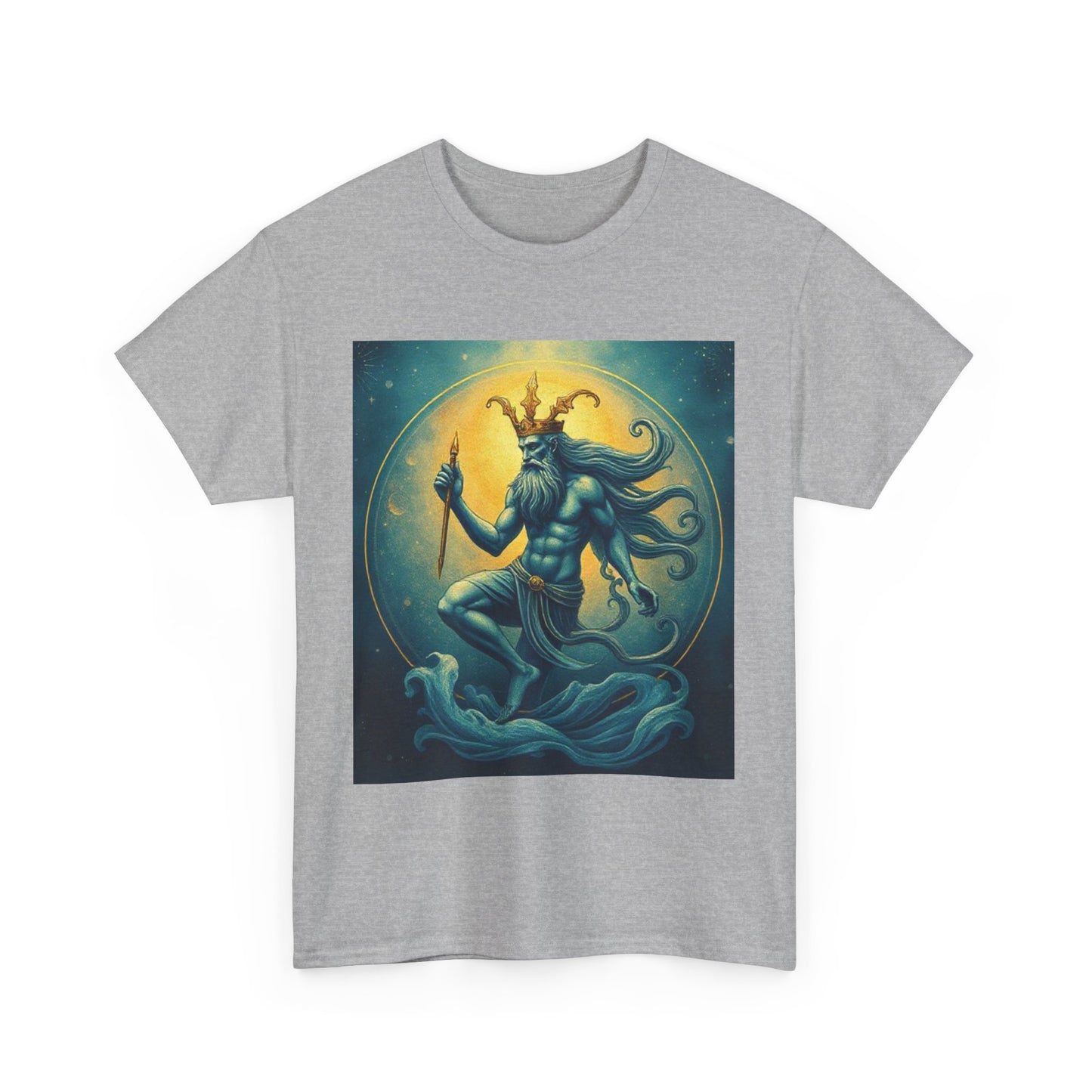 Unisex Heavy Cotton T-Shirt, Aquarius God 1, Zodiac Design