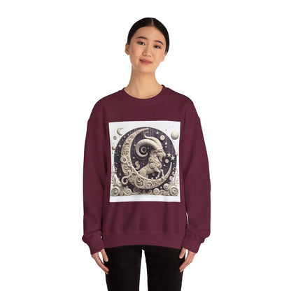 Unisex Heavy Blend™ Crewneck Sweatshirt, Stone Moon, Capricorn Zodiac Design