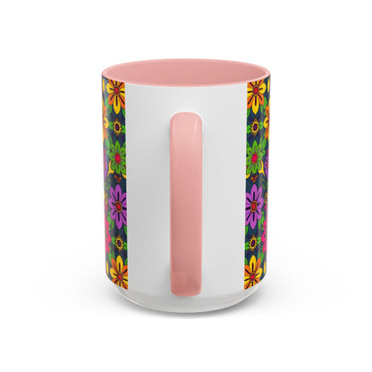 Accent Coffee Mug, Gemini, Zodiac v3, Flower Pattern, (11, 15oz)