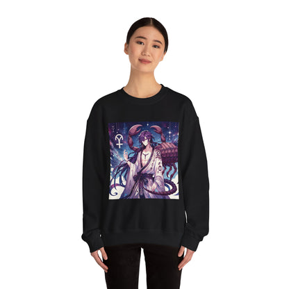 Unisex Heavy Blend™ Crewneck Sweatshirt, Scorpio Zodiac Design, purple scorpion anime