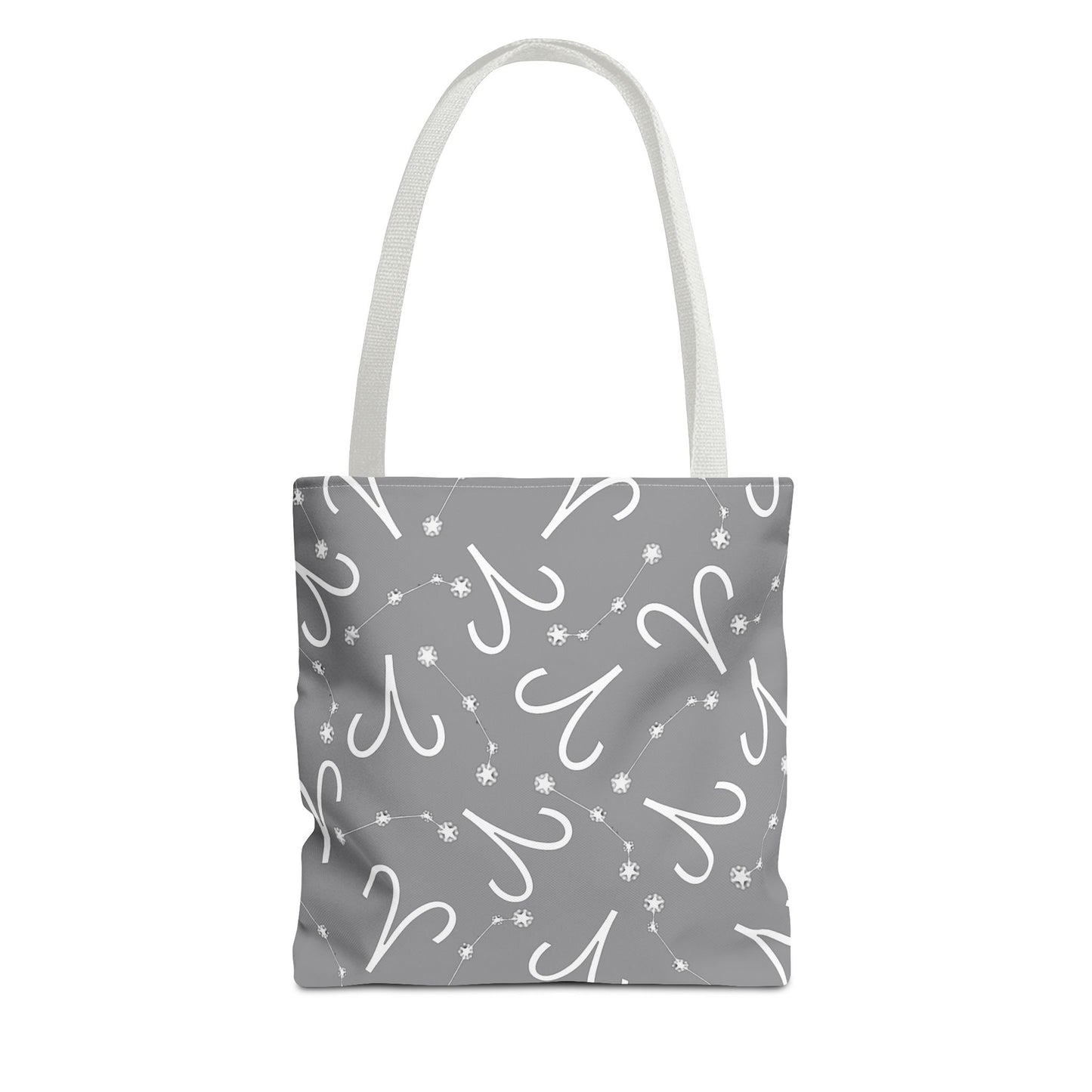 Tote Bag, Aries Zodiac Sign, AOP, (Grey, White)