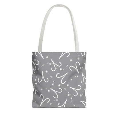 Tote Bag, Aries Zodiac Sign, AOP, (Grey, White)