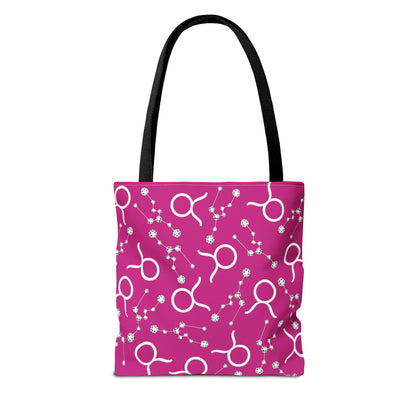 Tote Bag, Taurus Zodiac Sign, AOP, (Pink, White)