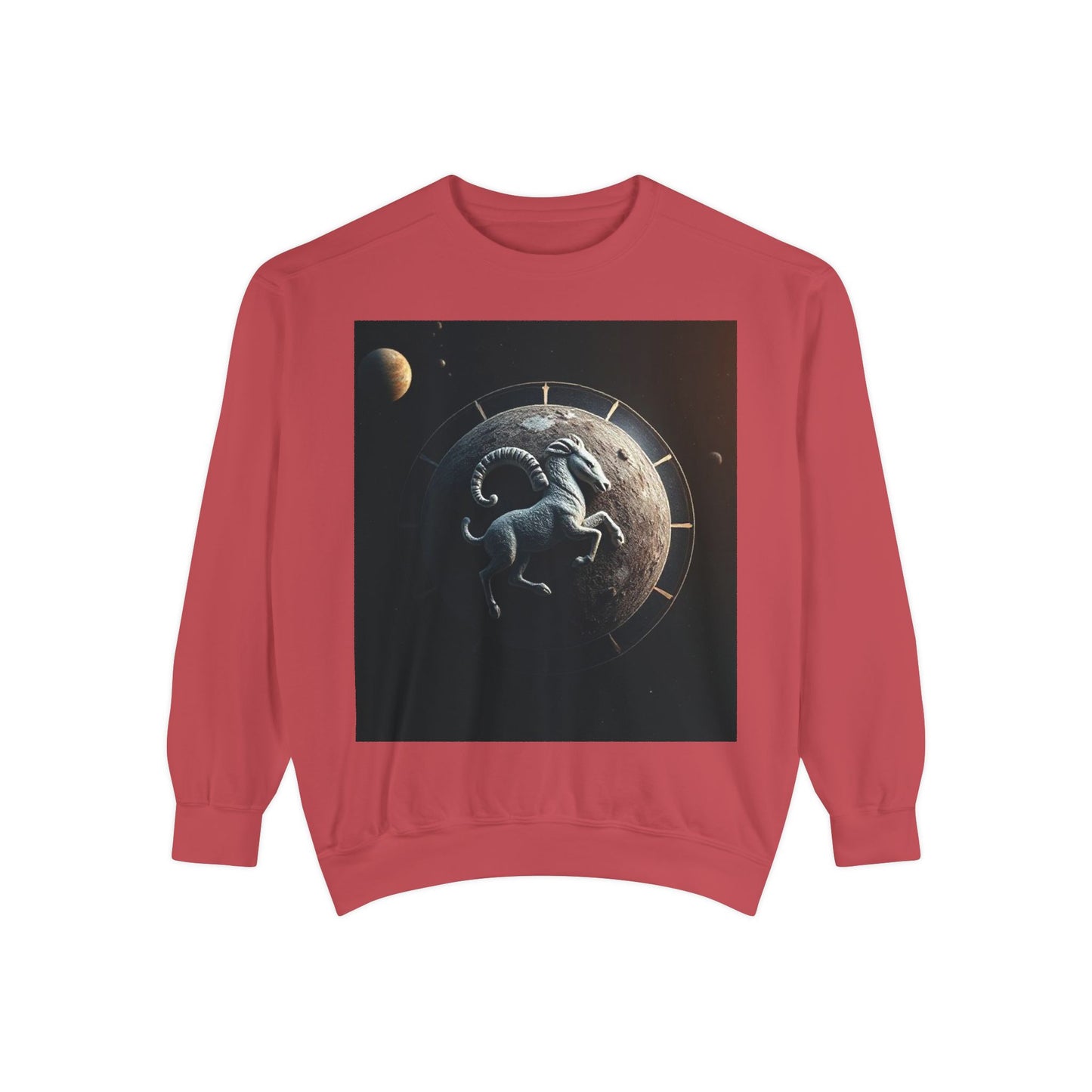 Garment-Dyed Sweatshirt, Unisex, Space Animal Design, Aries
