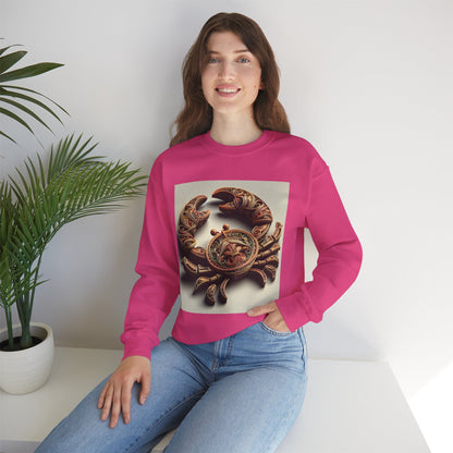 Unisex Heavy Blend™ Crewneck Sweatshirt, Crab Artifact, Cancer Zodiac Design